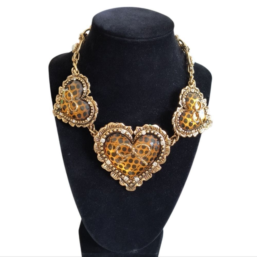 Betsey Johnson Polka Dot Hearts and Bows Statement Necklace